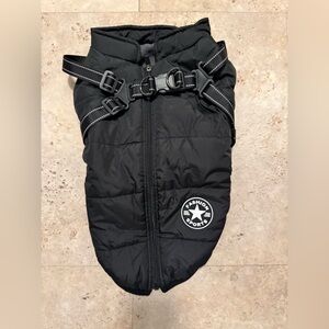 FurryKing Black Dog Jacket with Harness